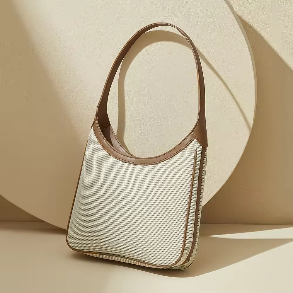 Ladies Fashion High-end Genuine Leather Canvas Small Women's Handbags