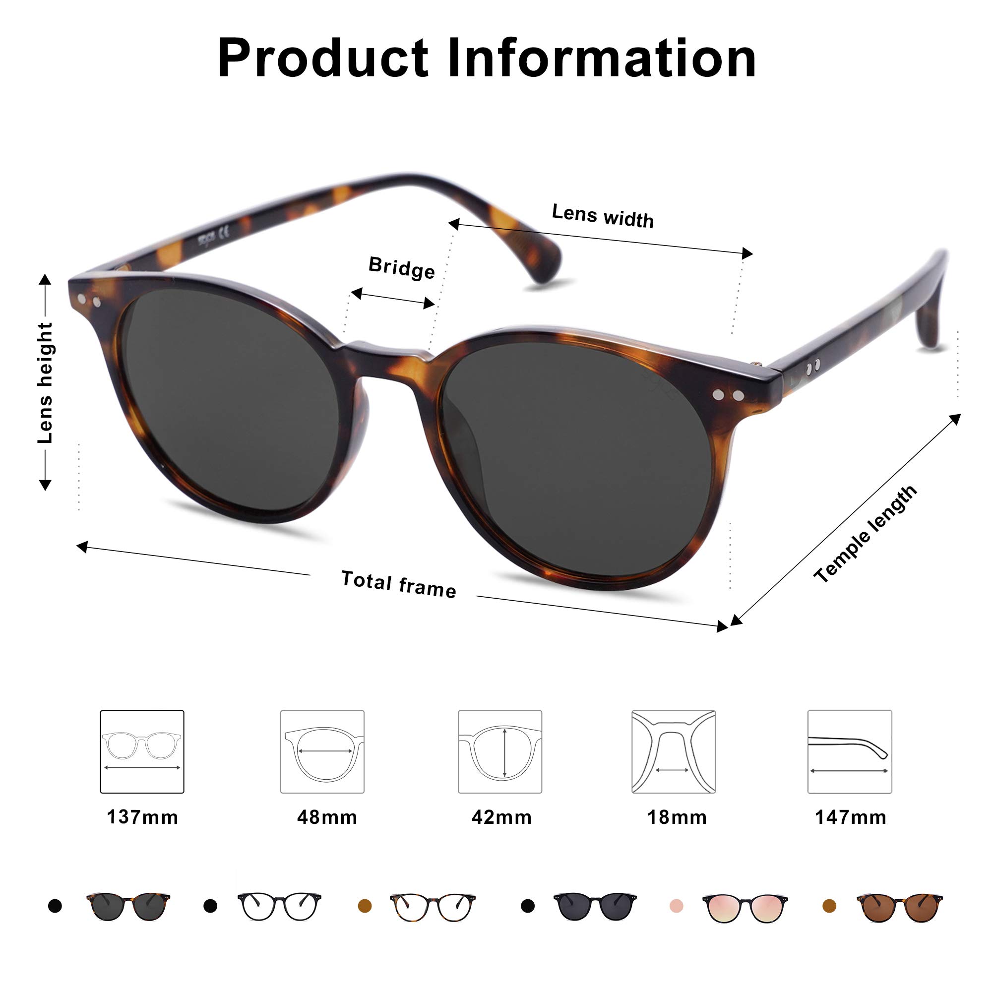 Small Round Classic Polarized Sunglasses for Women Men Vintage Style UV400 Lens SJ2113