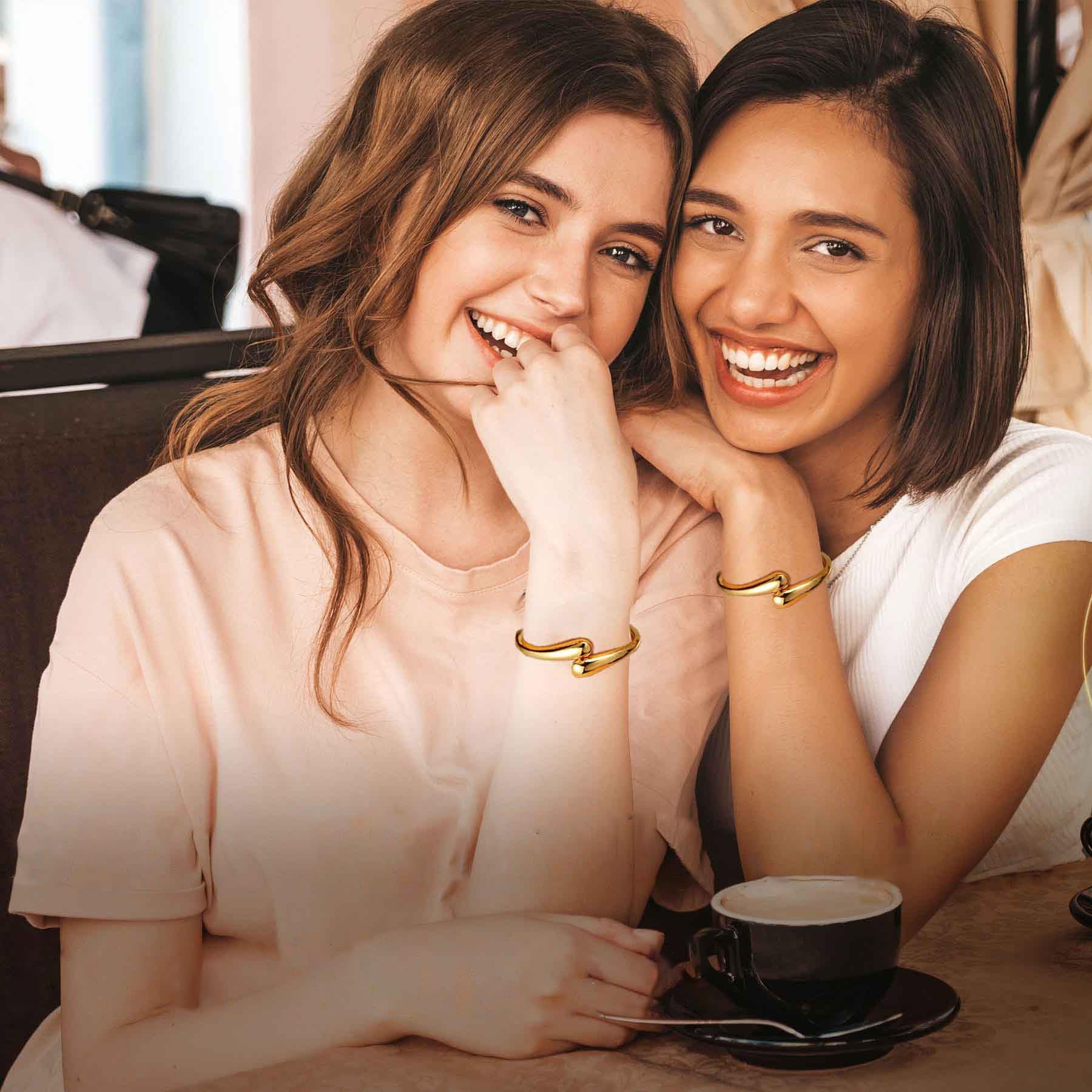 Gold Bangle Bracelets for Women Teens Trendy Chunky Adjustable Twist Cuff Bracelet Jewelry Gifts