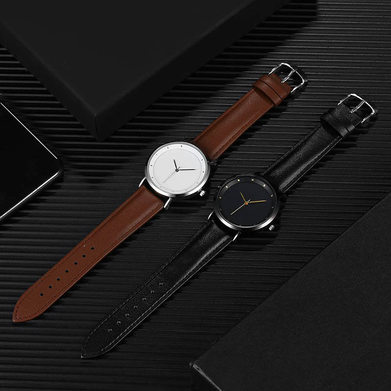 Simple Men's Leather Quartz Watch Custom Logo Women's Fashion Private Label Watch