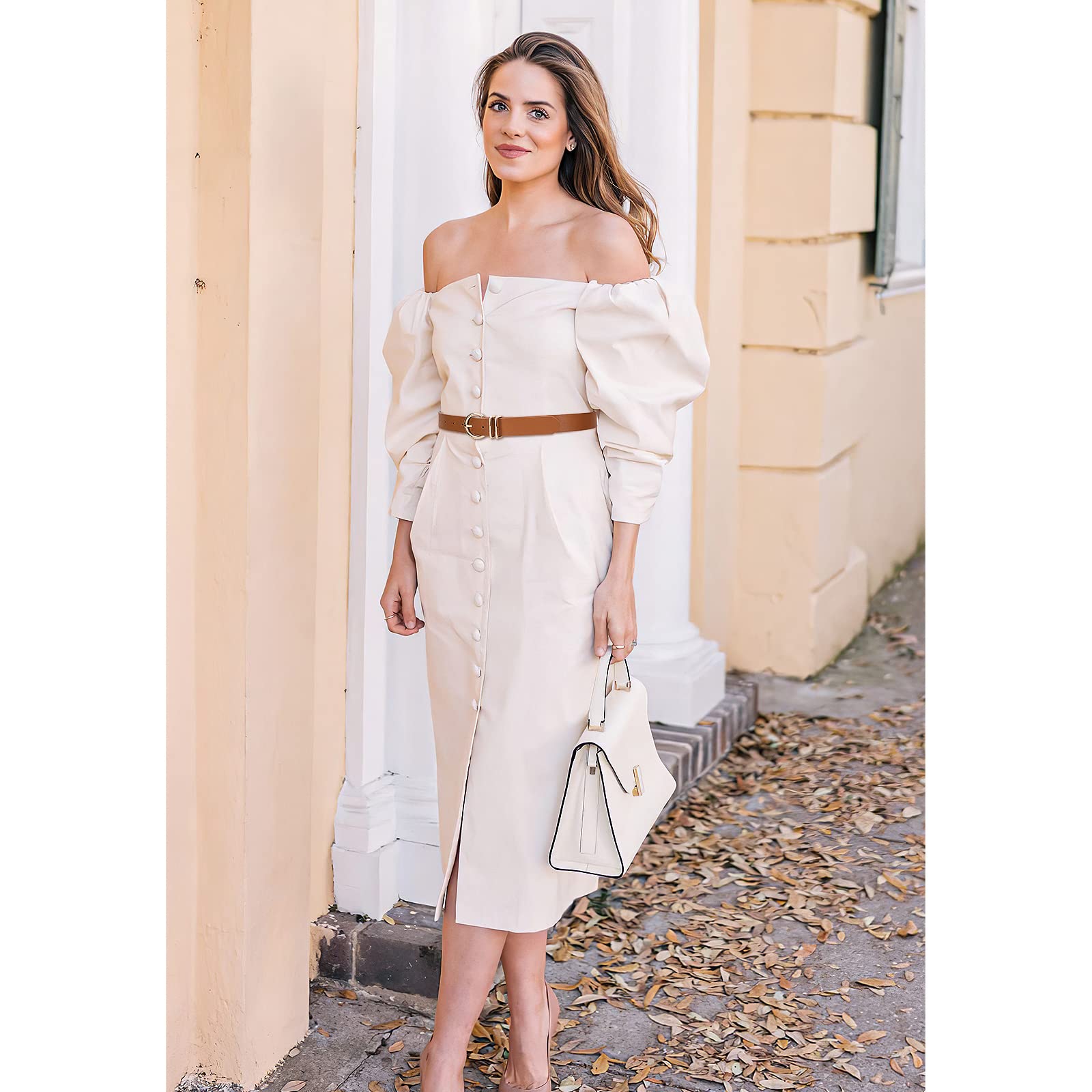 3 Pack Women Belts For Jeans Dresses Pants Ladies Leather Waist Belt with Gold Buckle