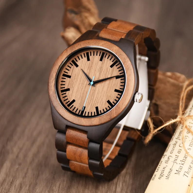 Men's Wood Watch, Custom Engraved Wood Watch, Anniversary Gift for Husband, Christmas Gift for Him, Birthday Gift for Dad Husband