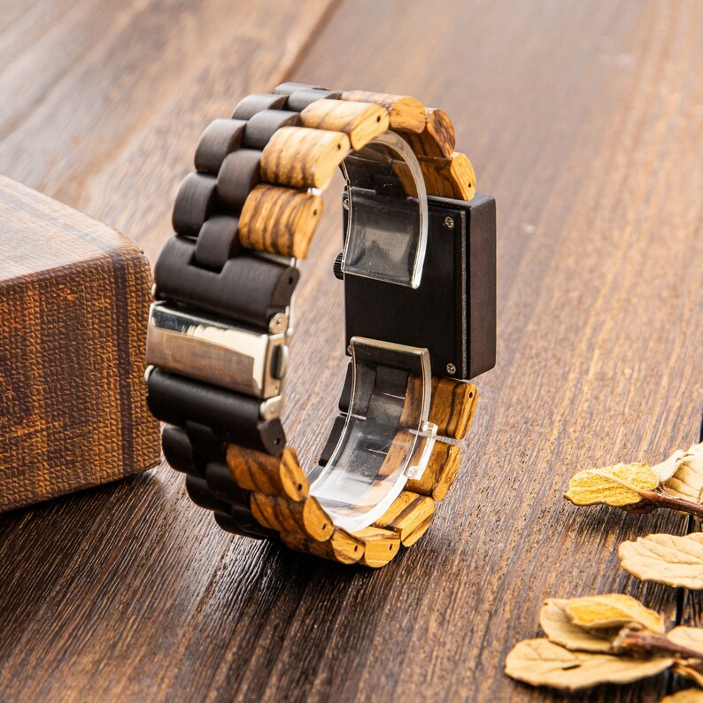 Engraved Wood Watch, Wooden Watch, Mens Bracelet, Men's Watch, Personalized Watch, Anniversary Gift for Him, Gift for Father Husband