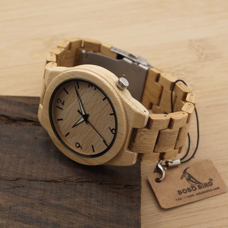 GS-Luxury Bamboo Wooden Watch with Japanese Mechanism and Quartz Display