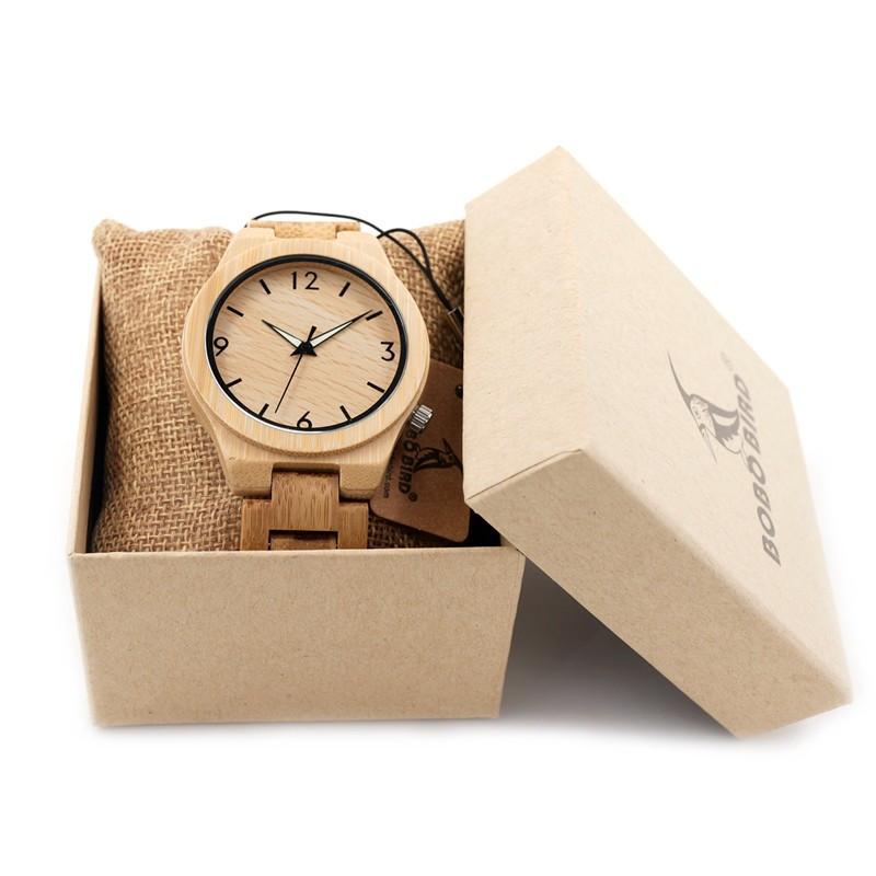 GS-Luxury Bamboo Wooden Watch with Japanese Mechanism and Quartz Display